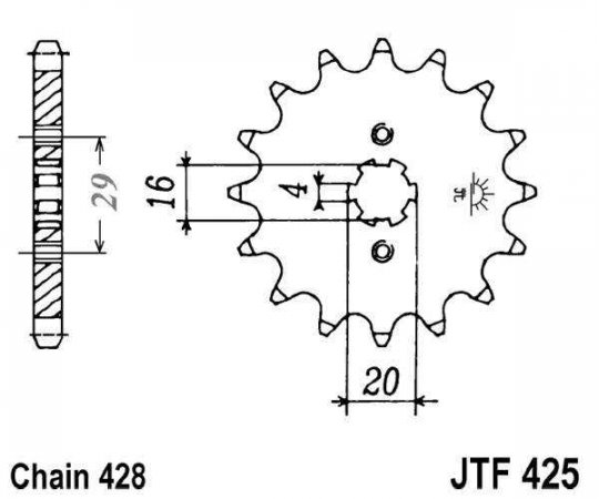 Řetězové kolečko JT JTF 425-14 14 zubů, 428